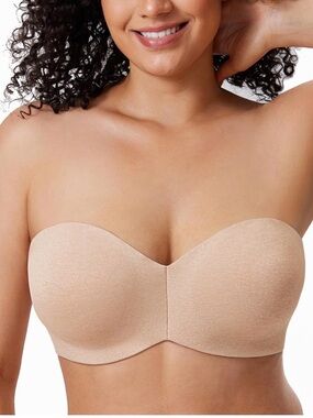 Delimira Strapless Underwire Bra 38C Oatmeal Heather NWT